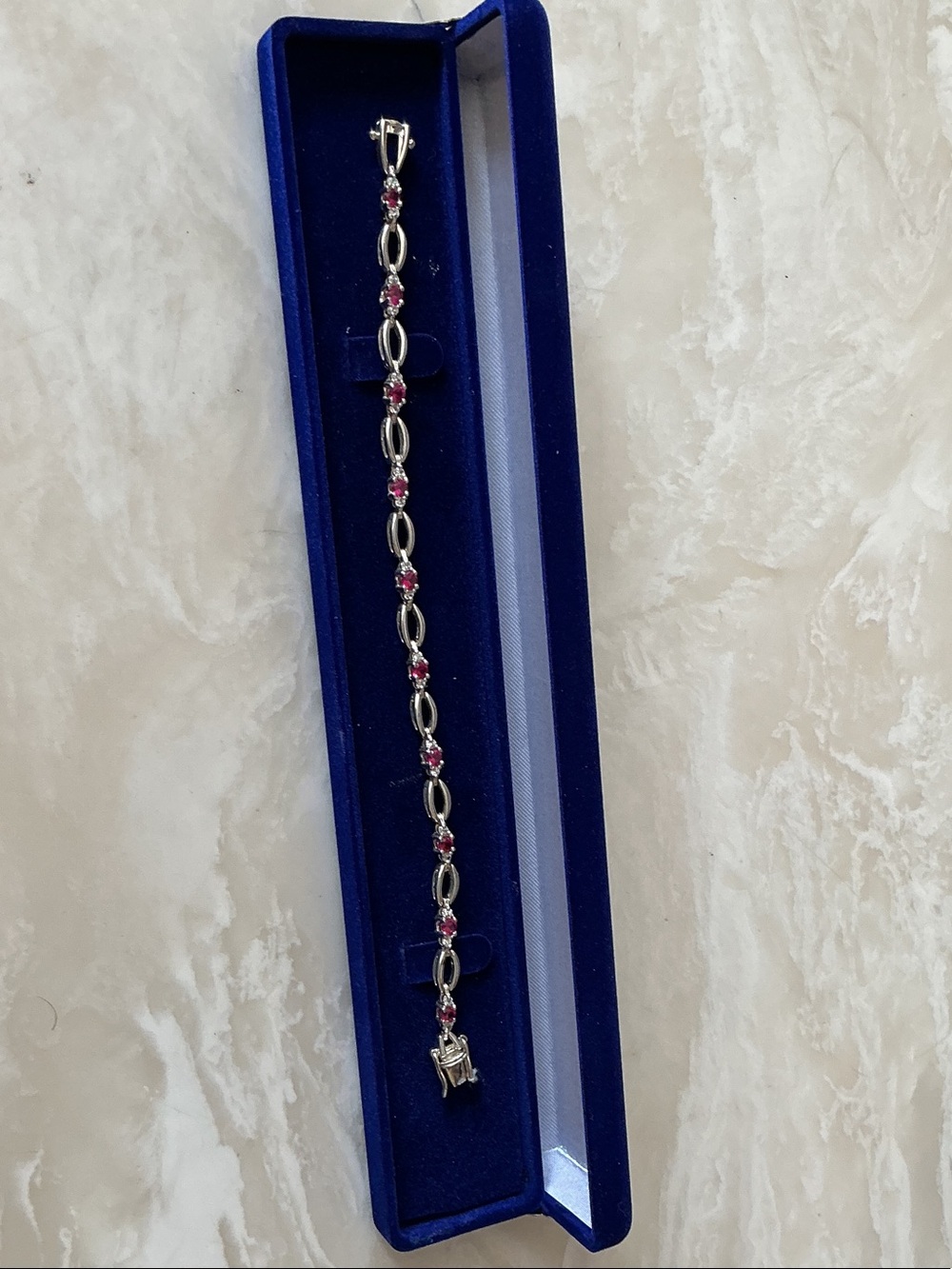 Sterling Silver Bracelet with Ruby Gemstones